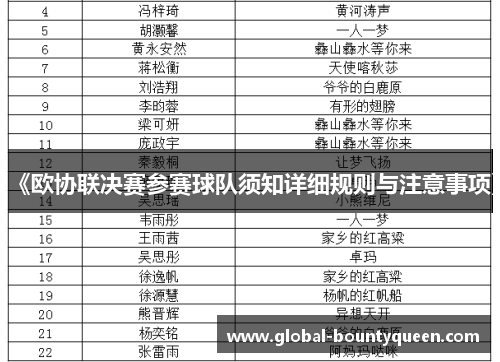 《欧协联决赛参赛球队须知详细规则与注意事项》 《欧协联决赛参赛球队须知详细规则与注意事项》